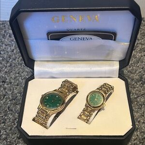 Geneva His and Hers Gold Watch Set with Emerald Green Face MSRP $249.00